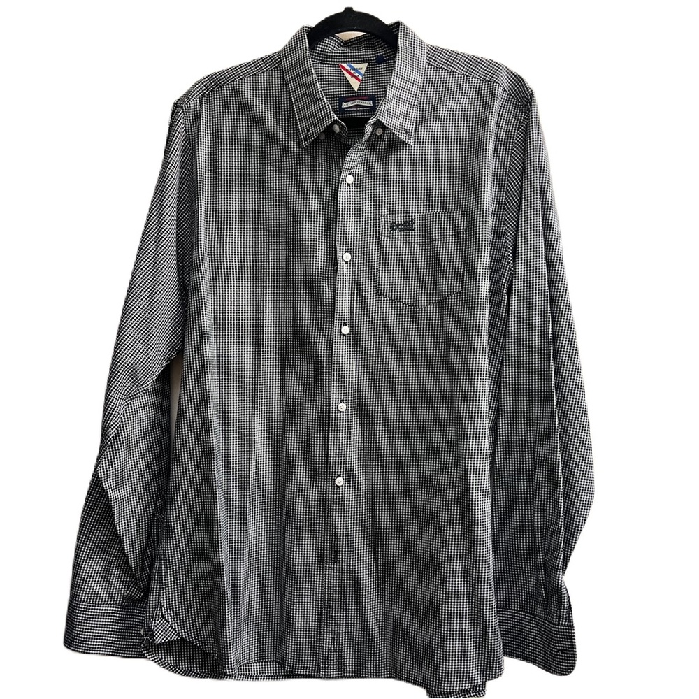 Superdry Blue and White Gingham long sleeve button-down Shirt